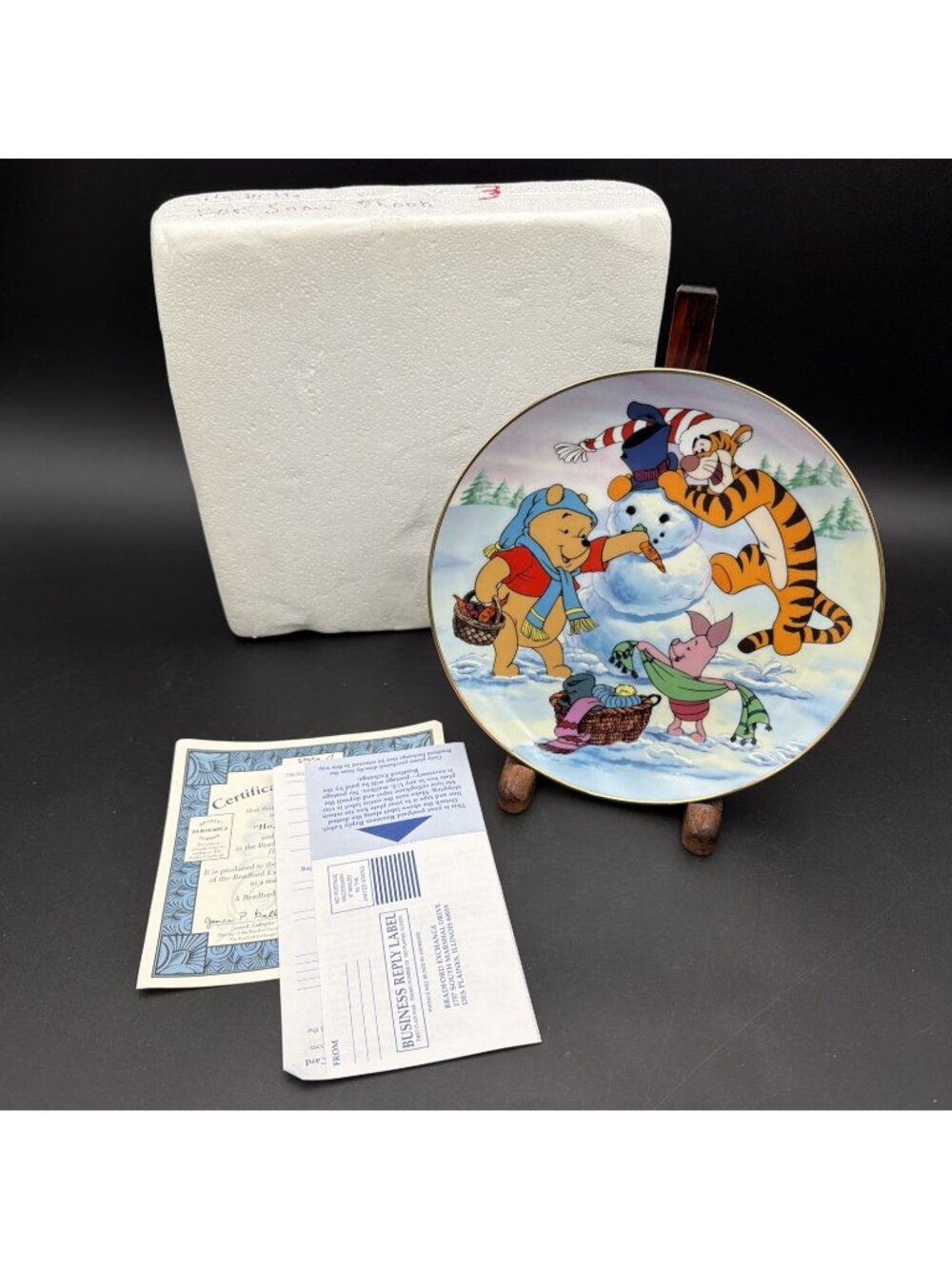 Winnie the Pooh - "Ho, Ho, Ho for Snow" Collector's Plate w/ COA 100 Acre Wood
